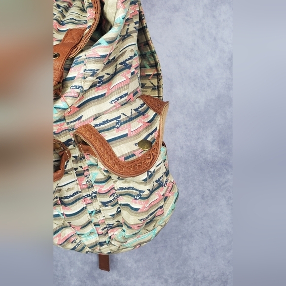 Olsenboye Tribal-Print Cotton ornamented School office College Backpack - Picture 14 of 16